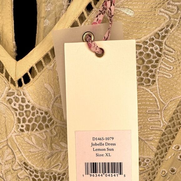 LoveShackFancy Jobelle Crochet-Trimmed Broderie Anglaise Mini Dress in Yellow - Picture 9 of 10